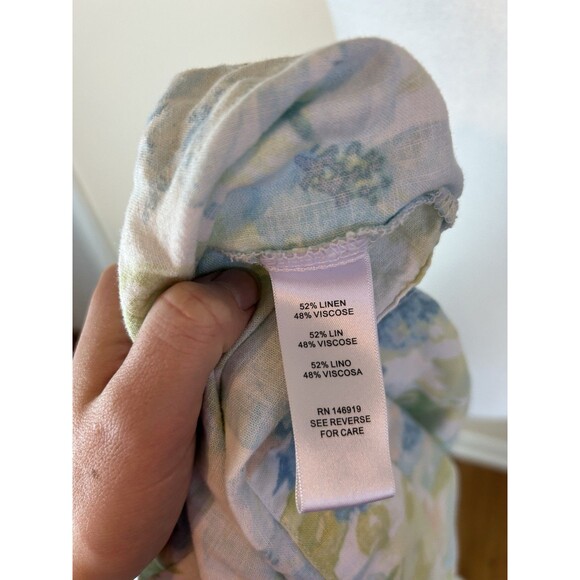 Casa Cabana Shirt Dress Linen Blend Lagenlook XXL Floral Tiered Maxi Coastal - Picture 5 of 5